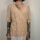 Kaffe Beige Gestippelde Wikkeltop Dames 46 / 3XL