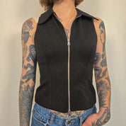 Zara Zwarte Mouwloze Top Met Rits Dames XS