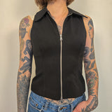 Zara Zwarte Mouwloze Top Met Rits Dames XS