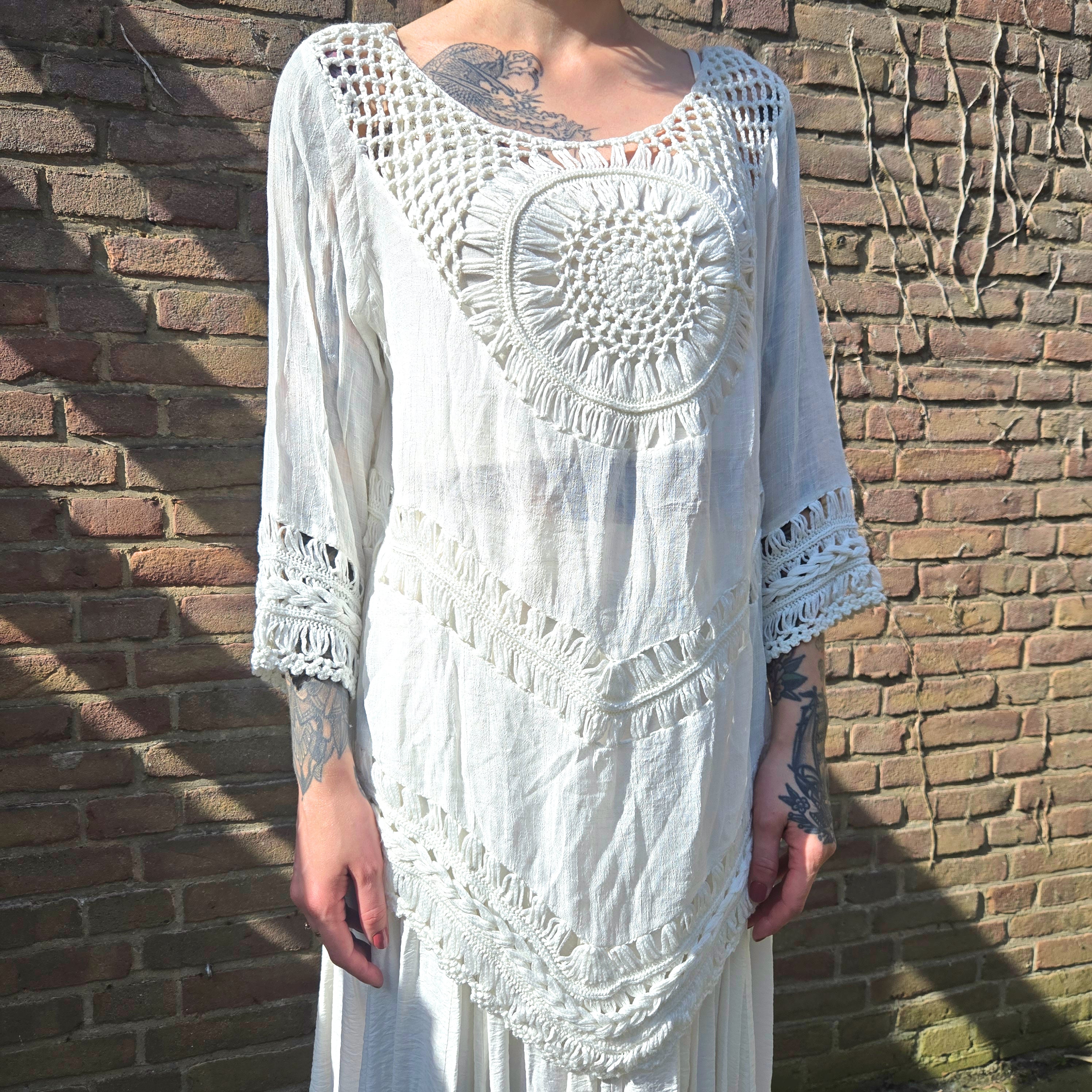 Tredy Witte Bohemian Jurk Dames 2 / xl