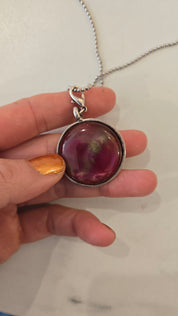 Zilveren Lange Ketting met Roze Steen