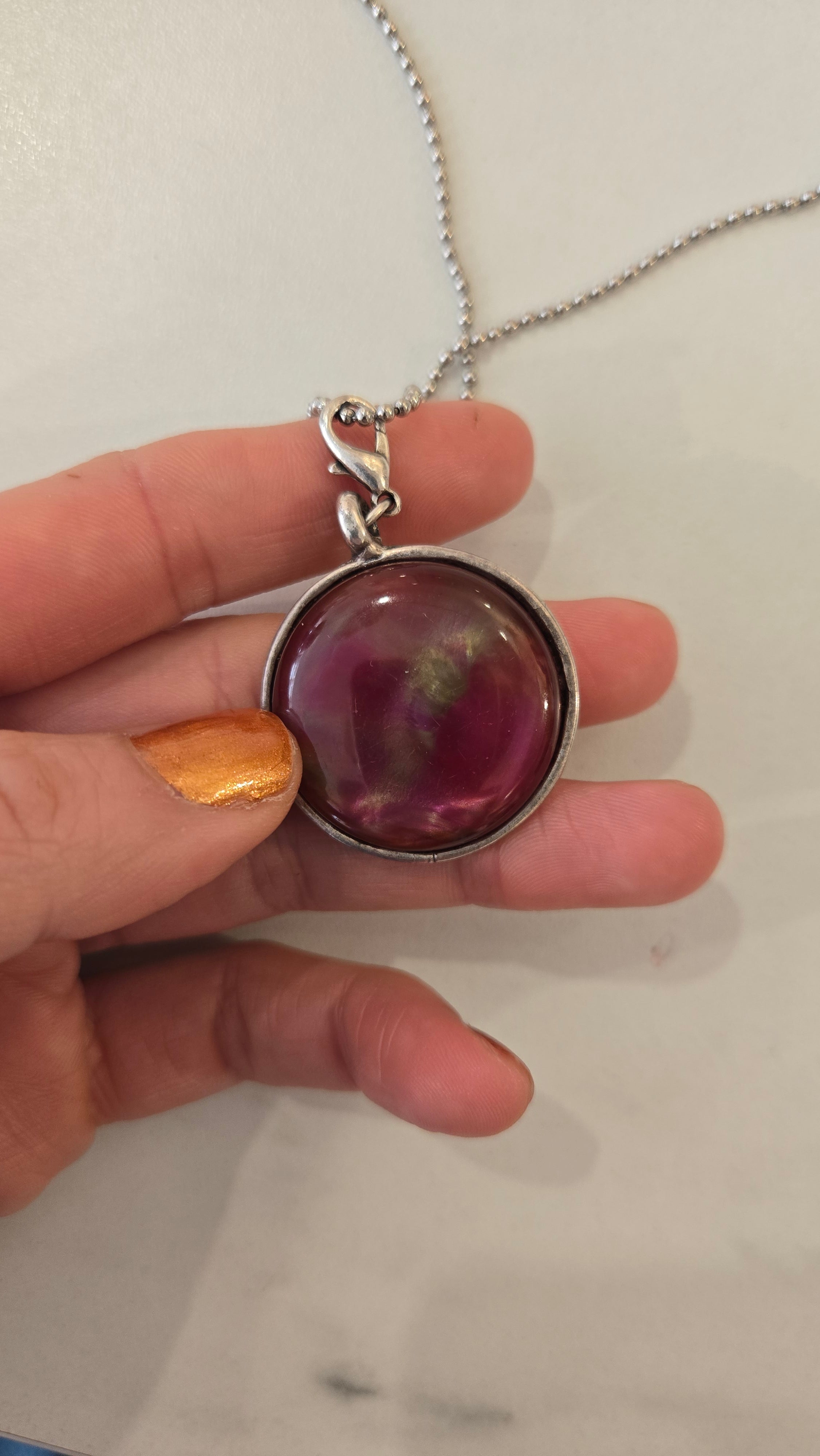 Zilveren Lange Ketting met Roze Steen
