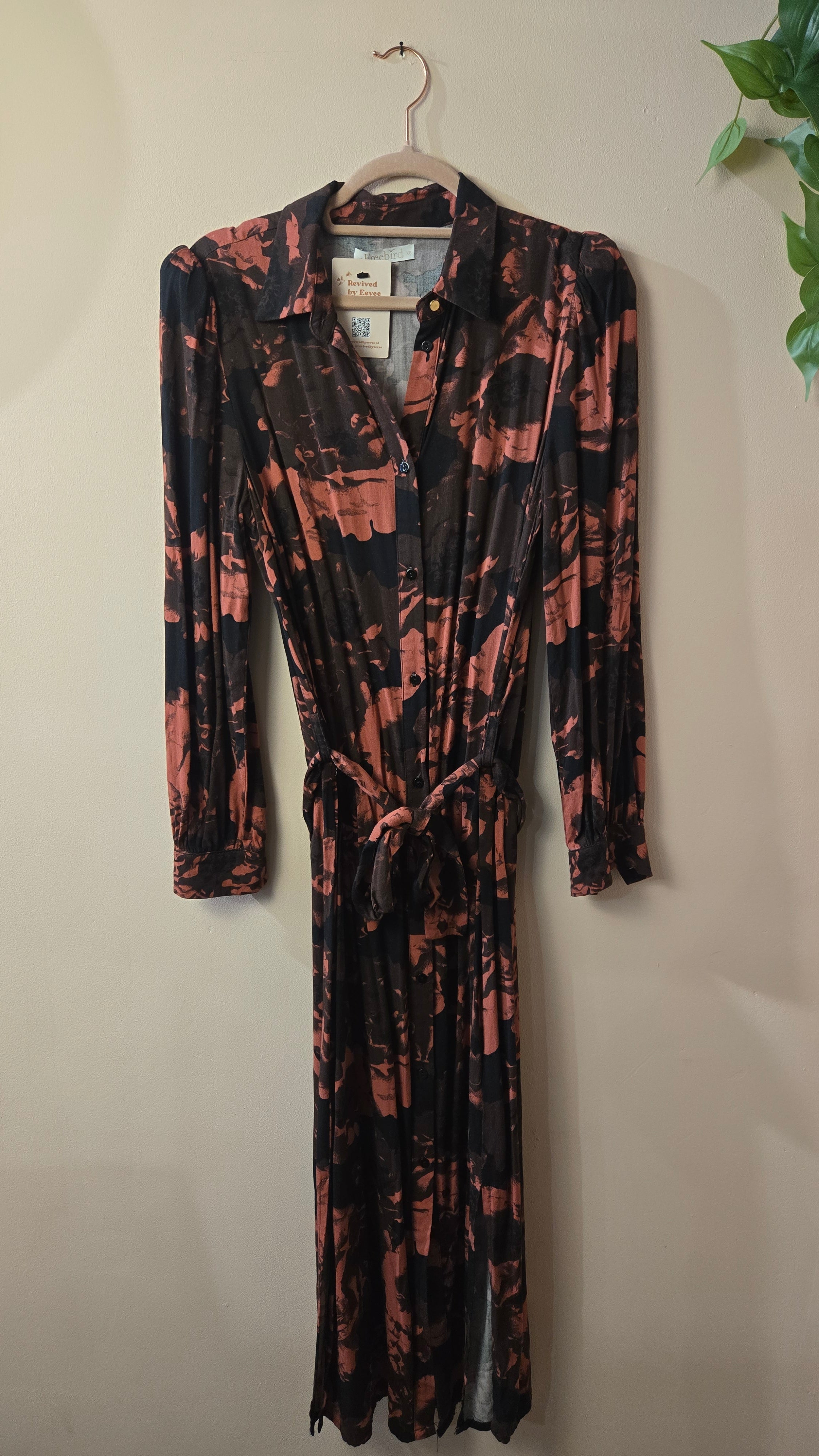 Freebird Maxi Jurk met Print en Ceintuur – Maat XS