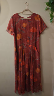 La Rochelle Bloemenjurk Bordeaux Oranje Dames 42 / XL