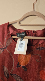 La Rochelle Bloemenjurk Bordeaux Oranje Dames 42 / XL
