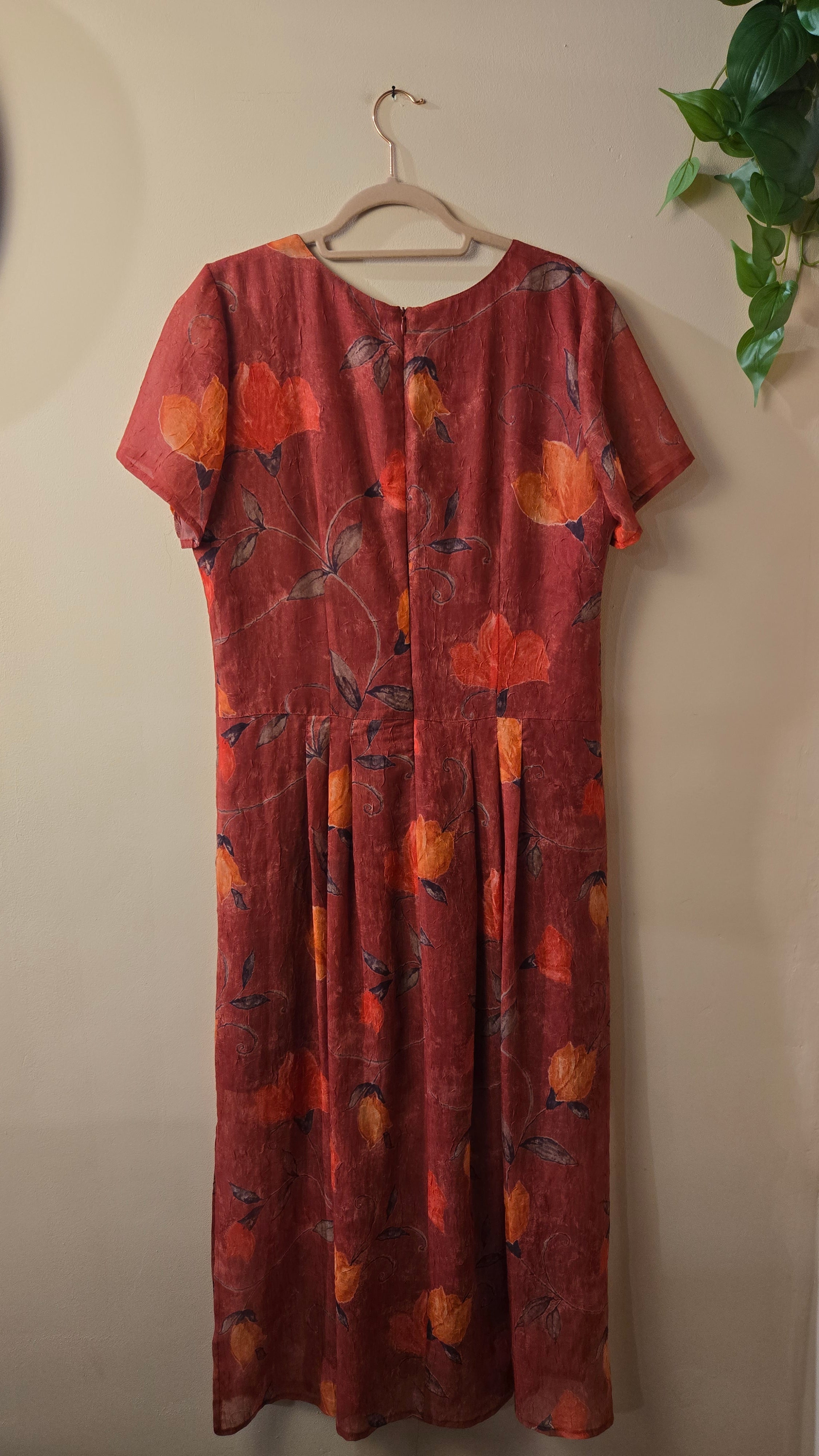 La Rochelle Bloemenjurk Bordeaux Oranje Dames 42 / XL