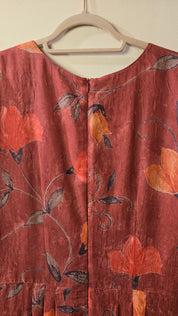 La Rochelle Bloemenjurk Bordeaux Oranje Dames 42 / XL