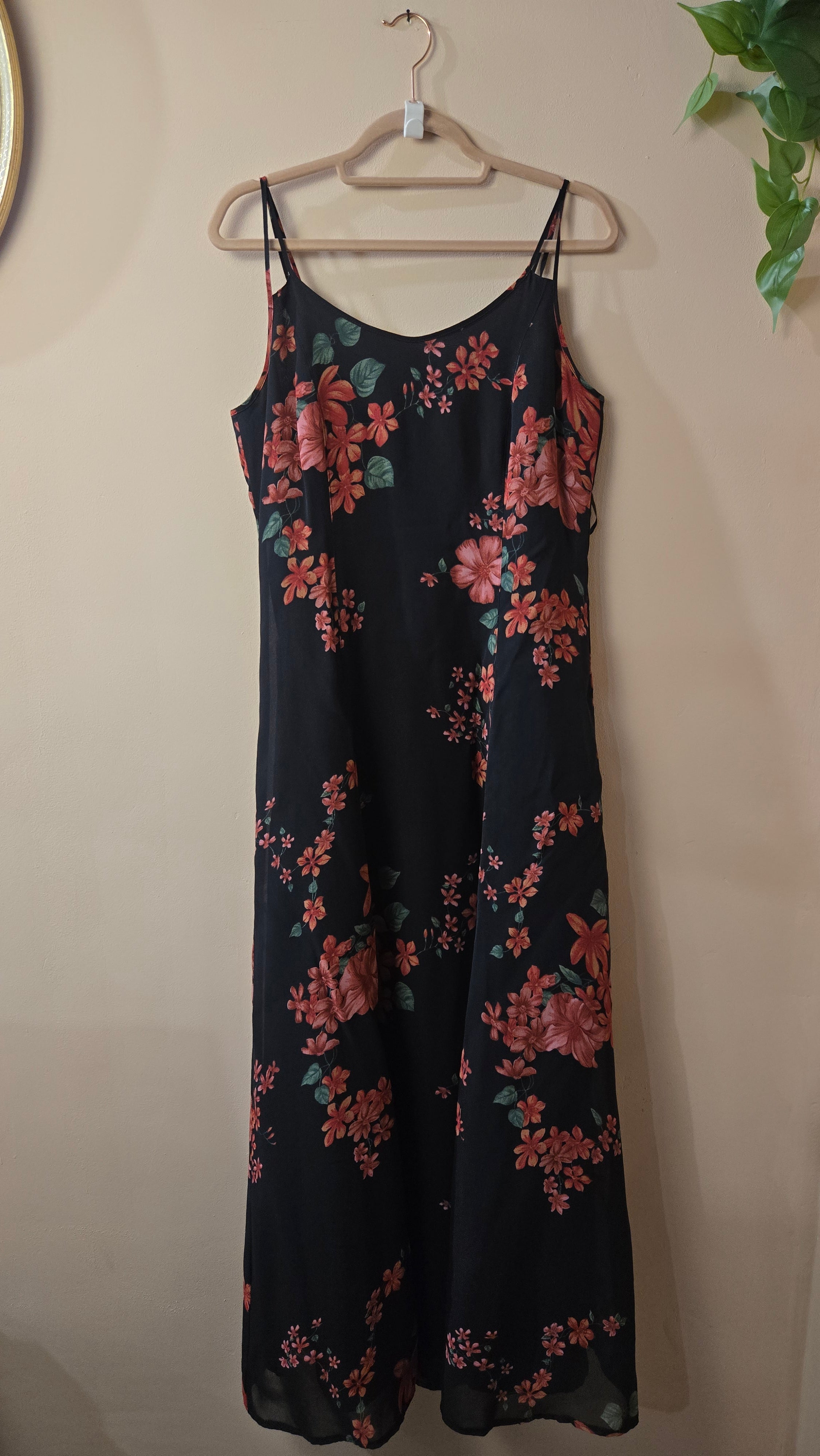 Swing Bloemen Maxi Jurk Zwart Roze Dames