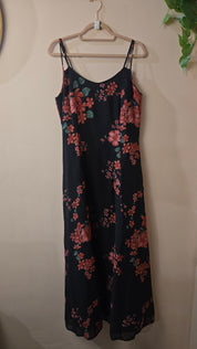 Swing Bloemen Maxi Jurk Zwart Roze Dames