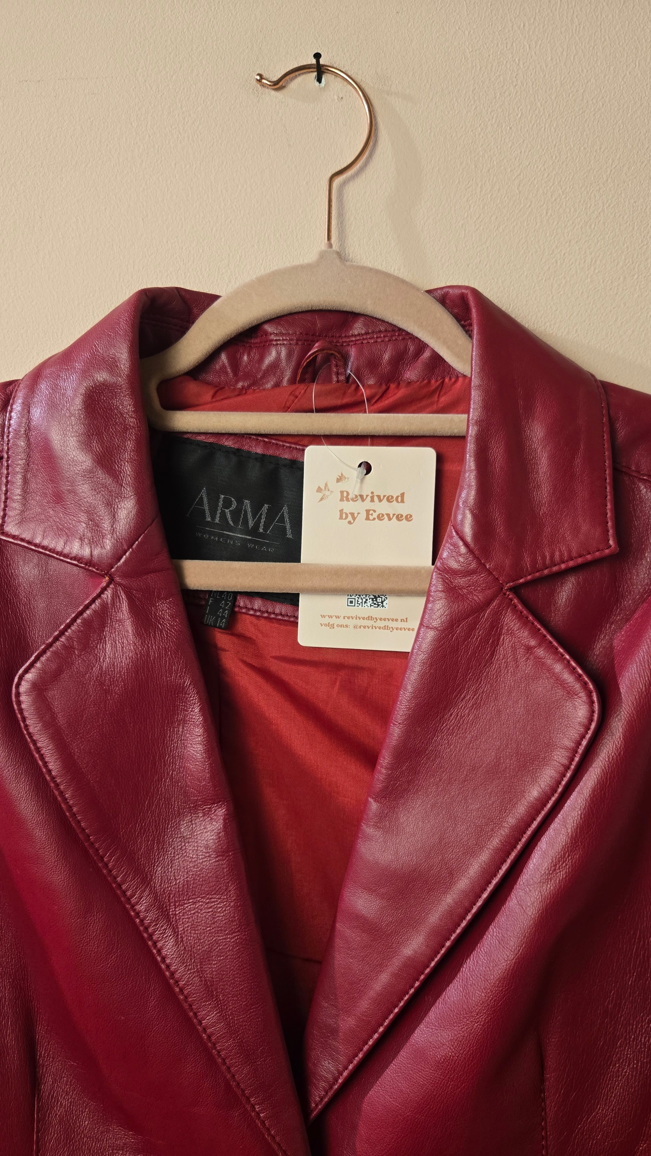 ARMA Leren Blazer Bordeaux Rood Dames 40 / L