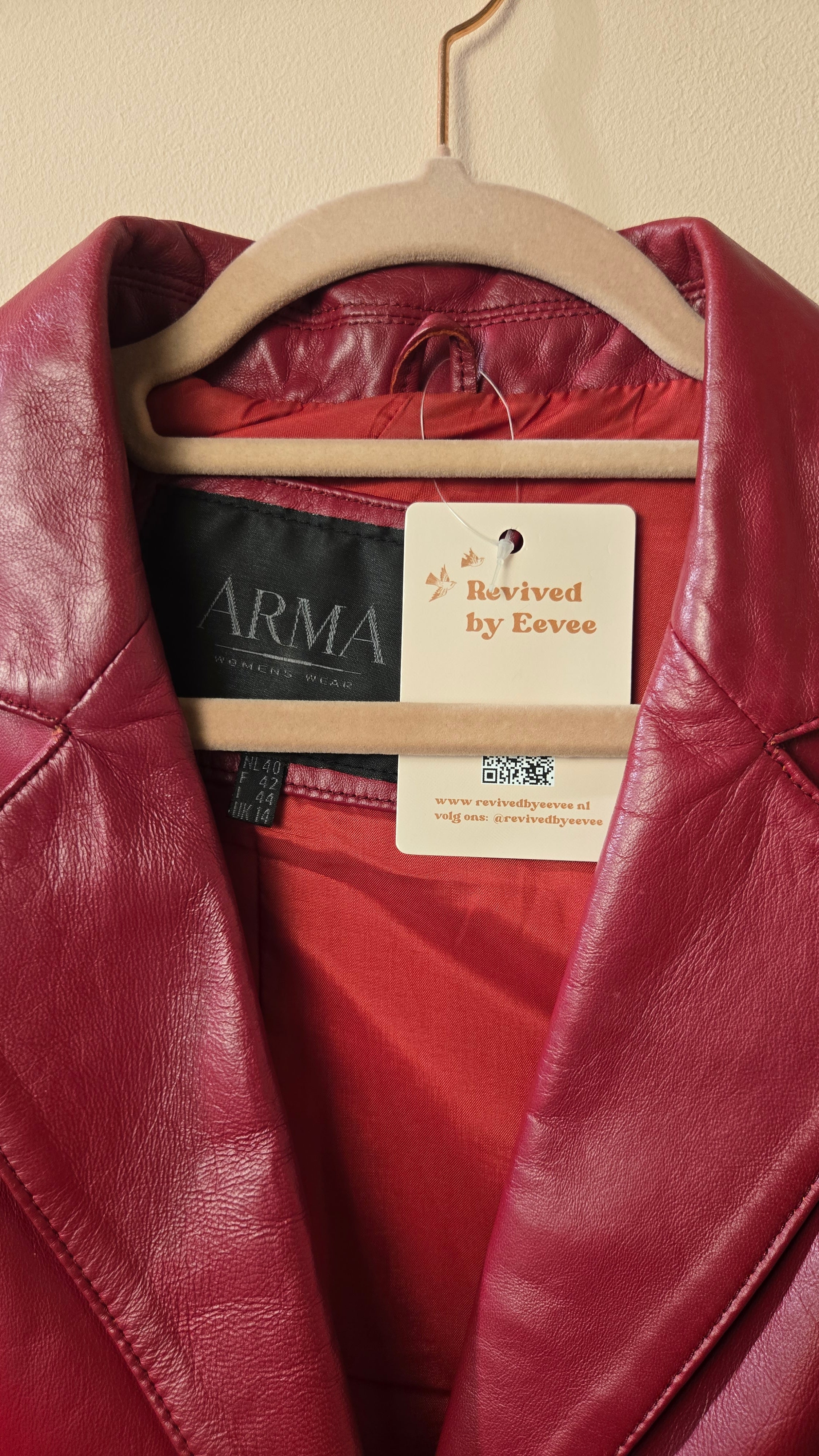 ARMA Leren Blazer Bordeaux Rood Dames 40 / L