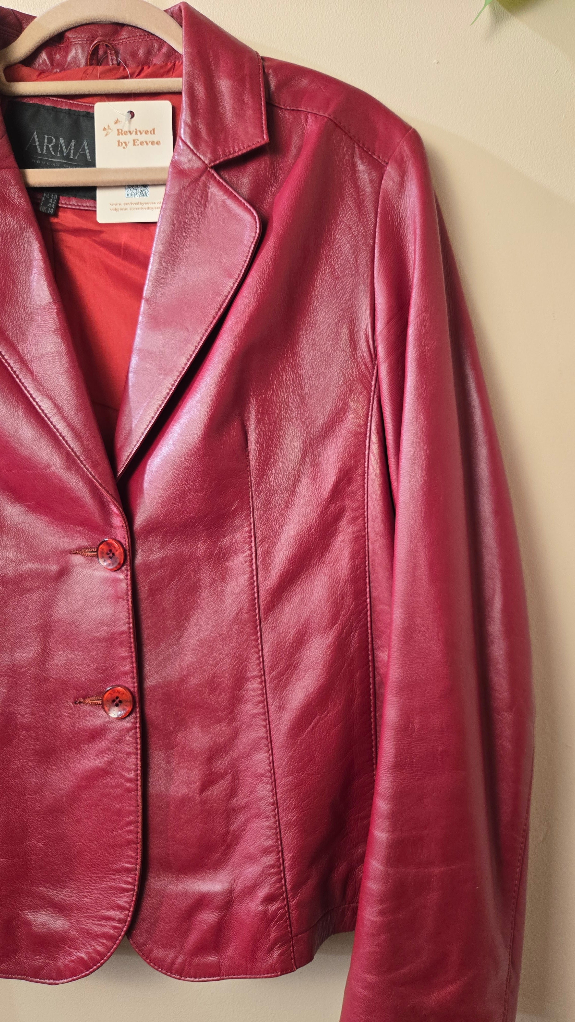 ARMA Leren Blazer Bordeaux Rood Dames 40 / L