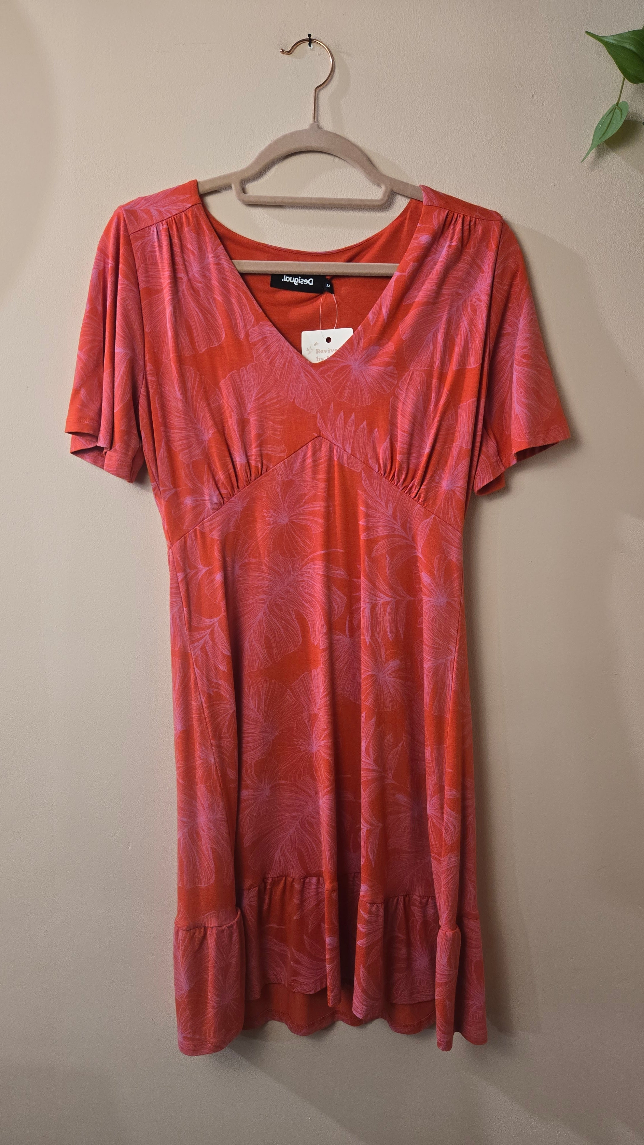 Desigual Jurk Oranje Roze Bloemenprint Maat M