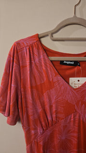 Desigual Jurk Oranje Roze Bloemenprint Maat M