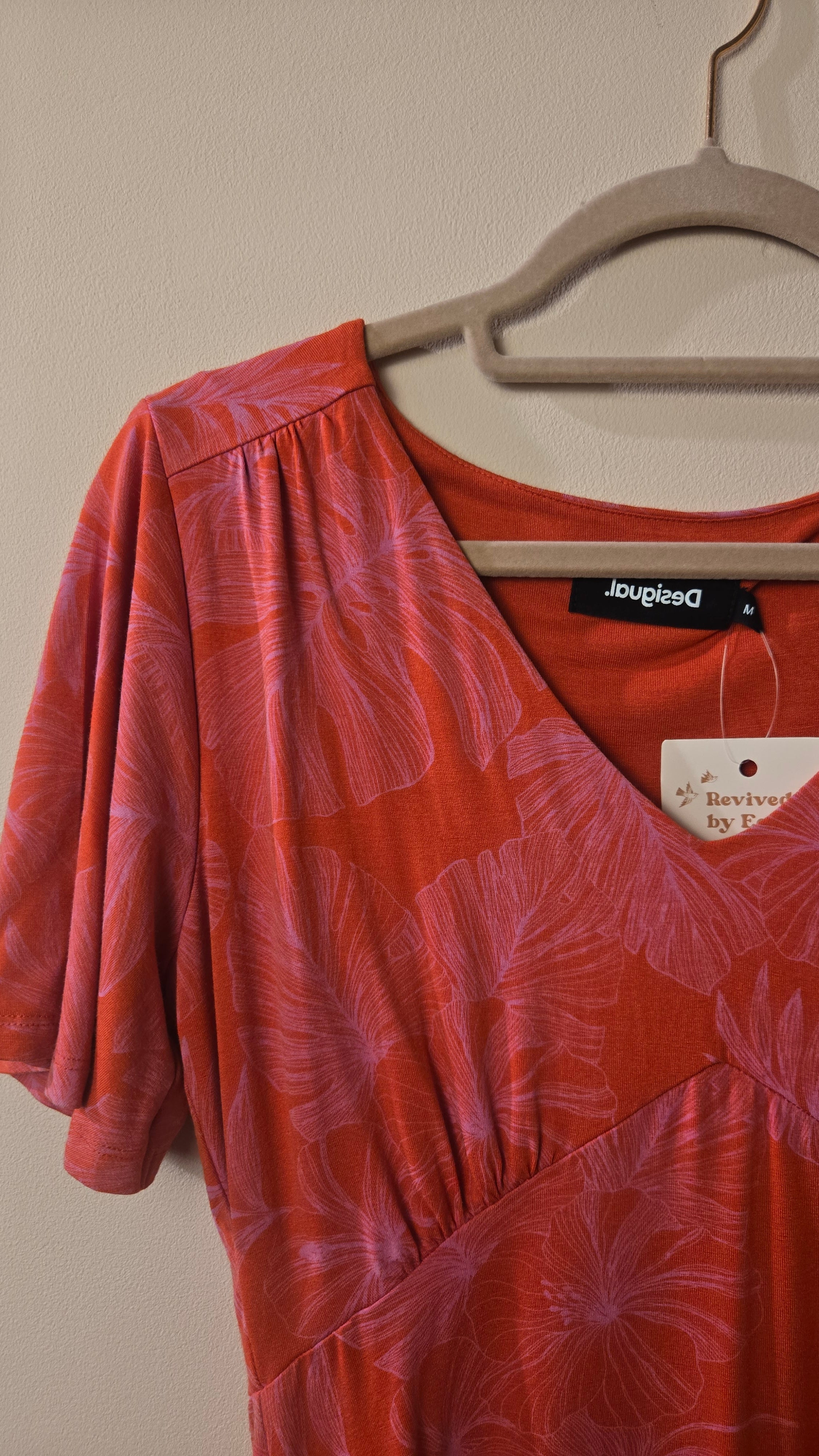 Desigual Jurk Oranje Roze Bloemenprint Maat M