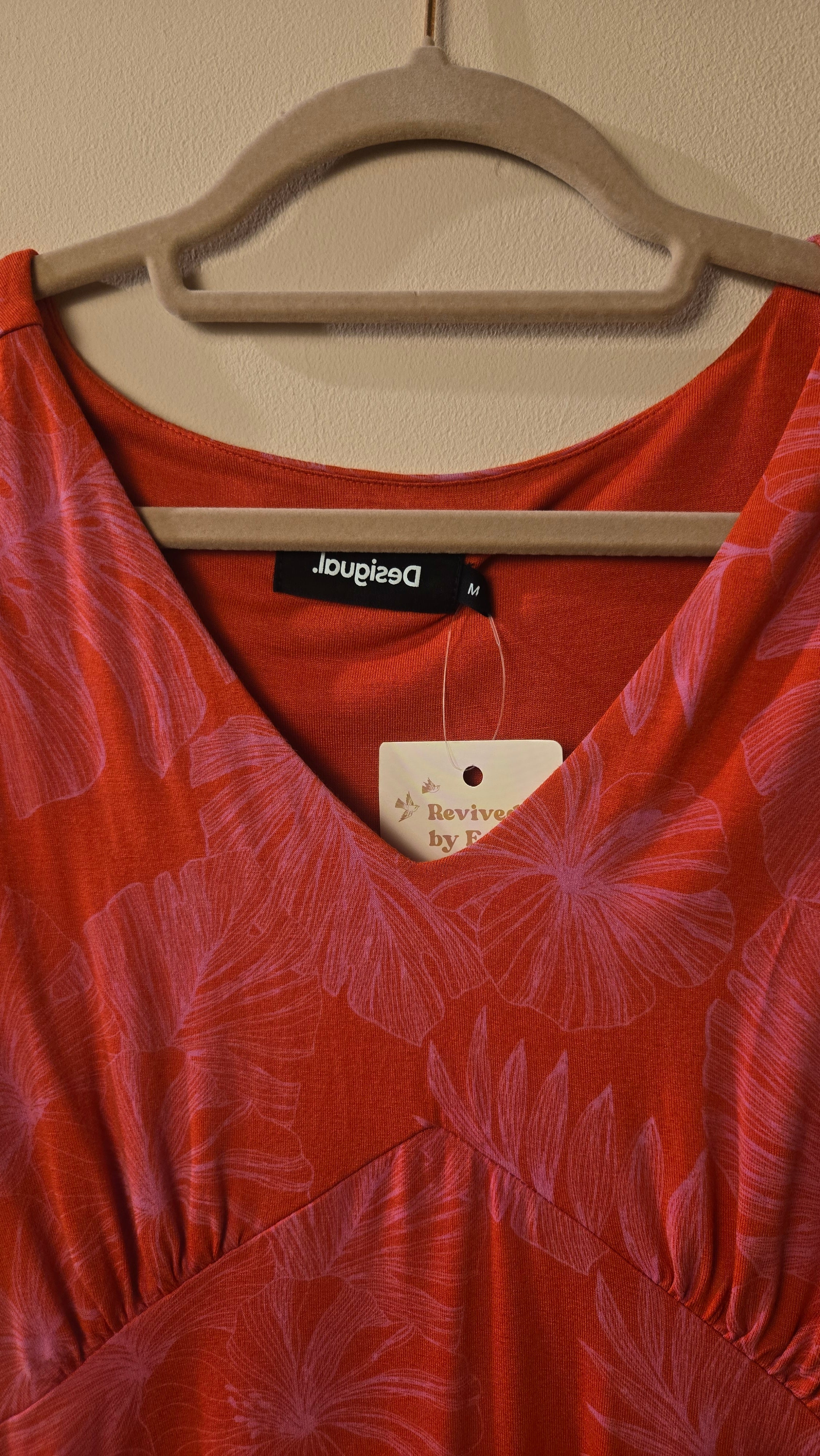 Desigual Jurk Oranje Roze Bloemenprint Maat M