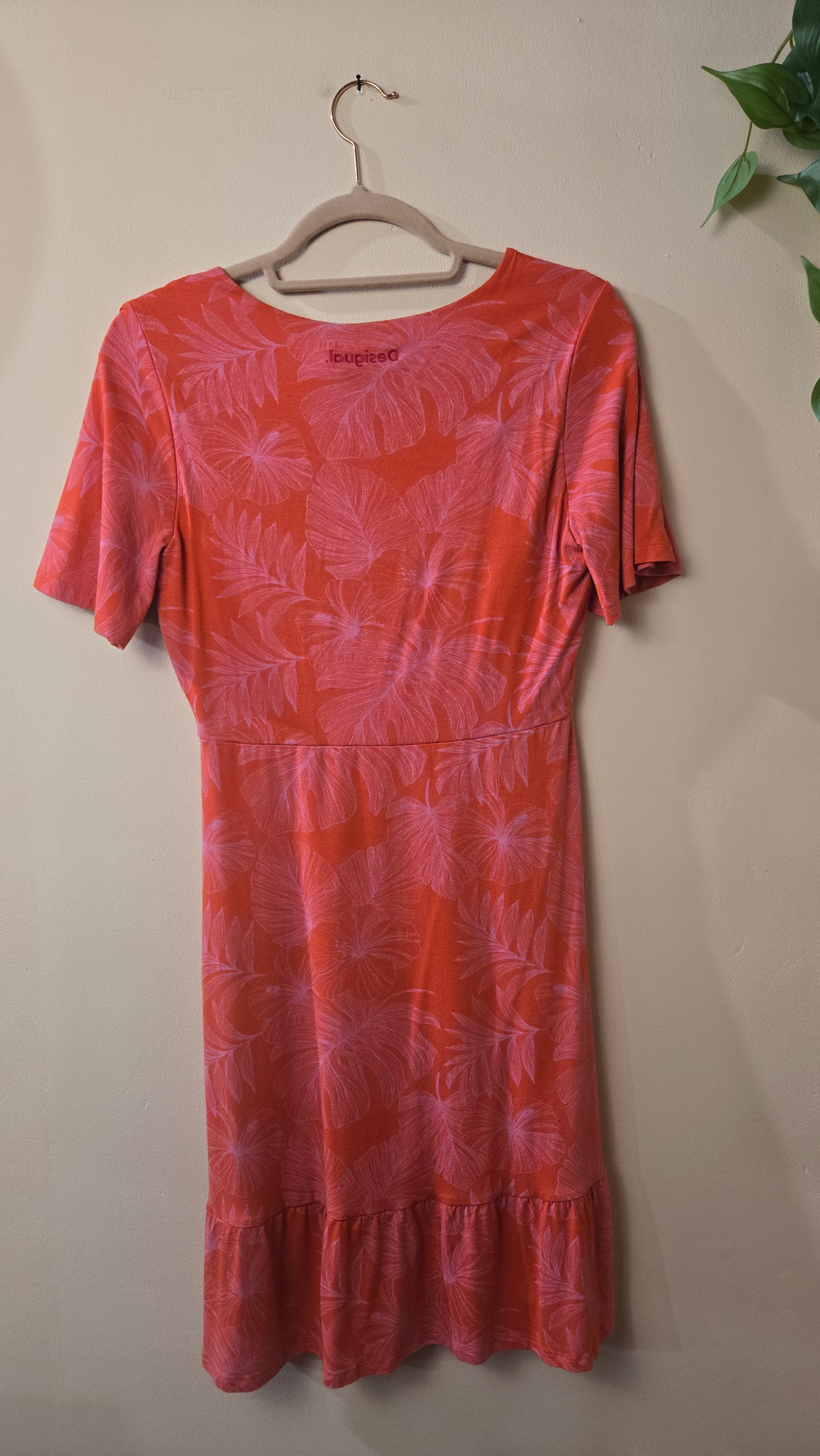 Desigual Jurk Oranje Roze Bloemenprint Maat M