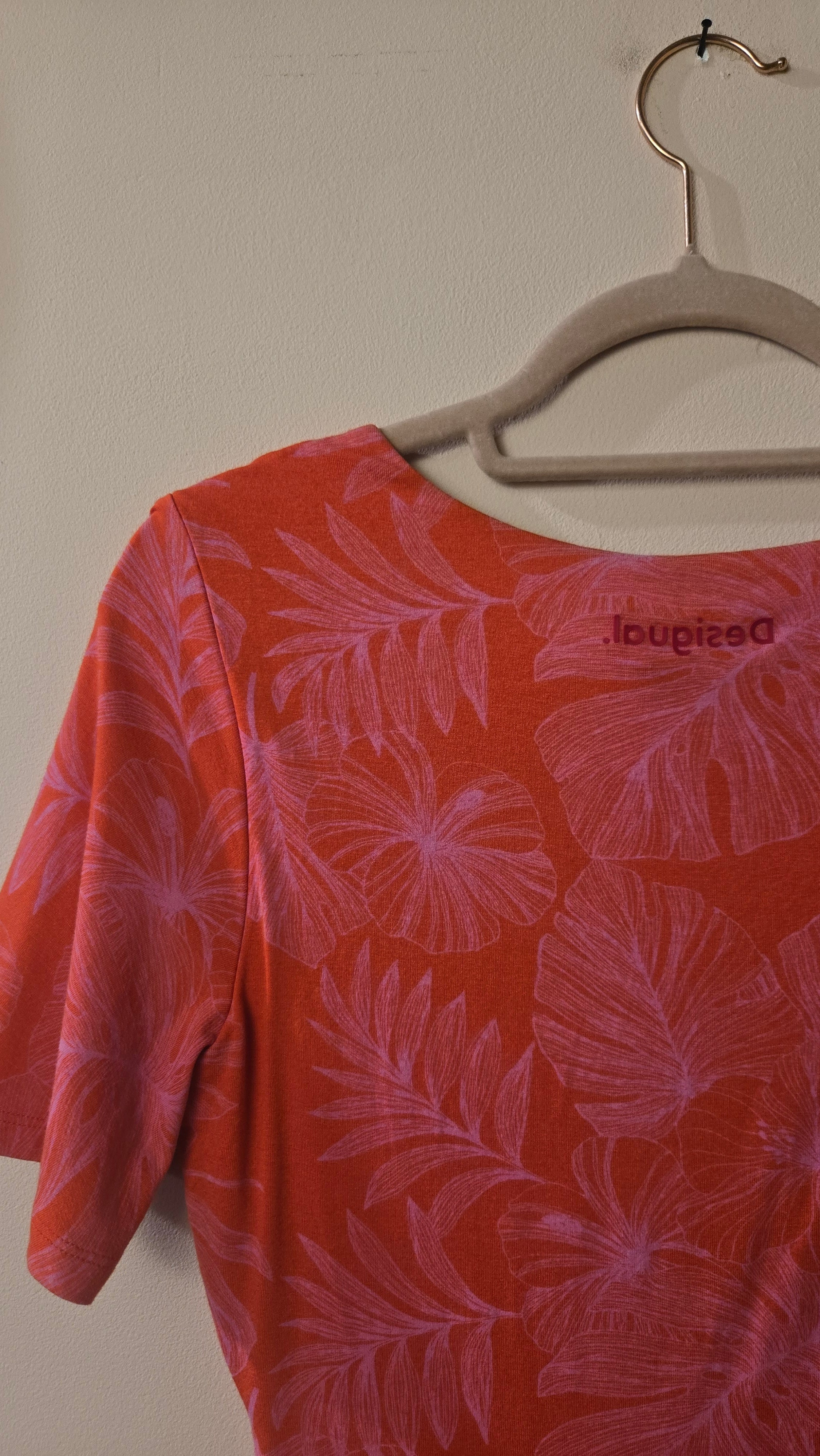 Desigual Jurk Oranje Roze Bloemenprint Maat M