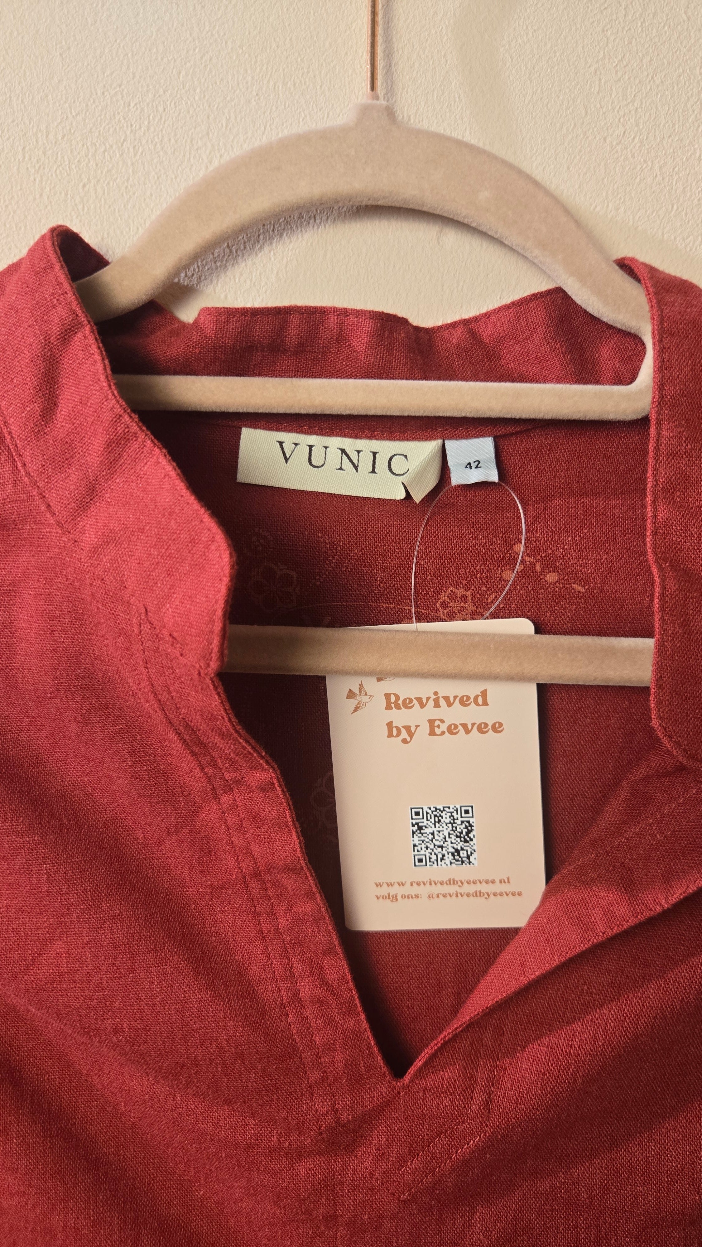 Vunic Mouwloze Linnen Top Bordeaux Maat 42/XL