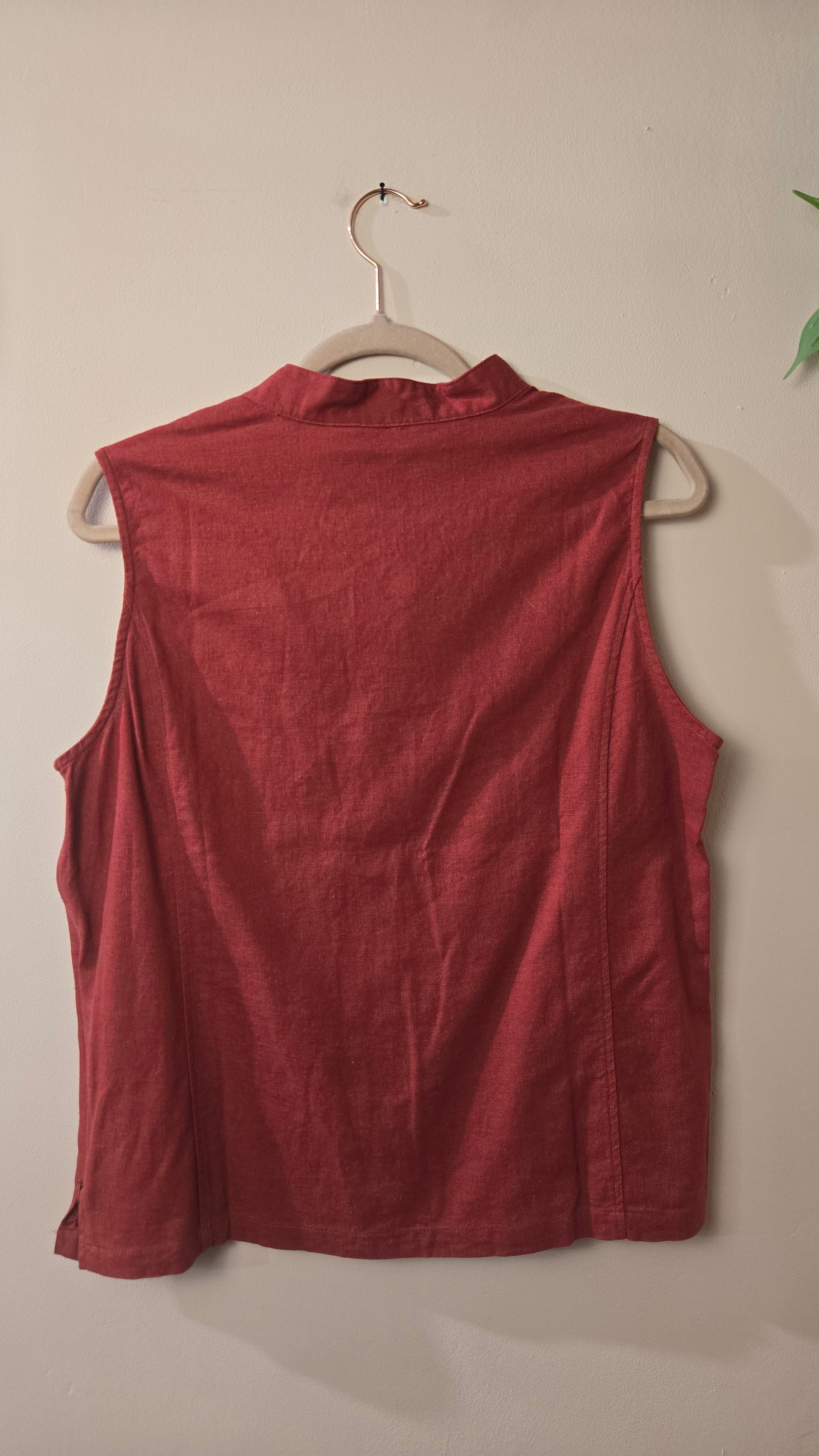 Vunic Mouwloze Linnen Top Bordeaux Maat 42/XL