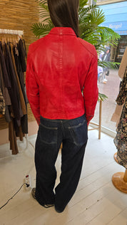 Oakwood Rode Leren Bikerjack – Maat L