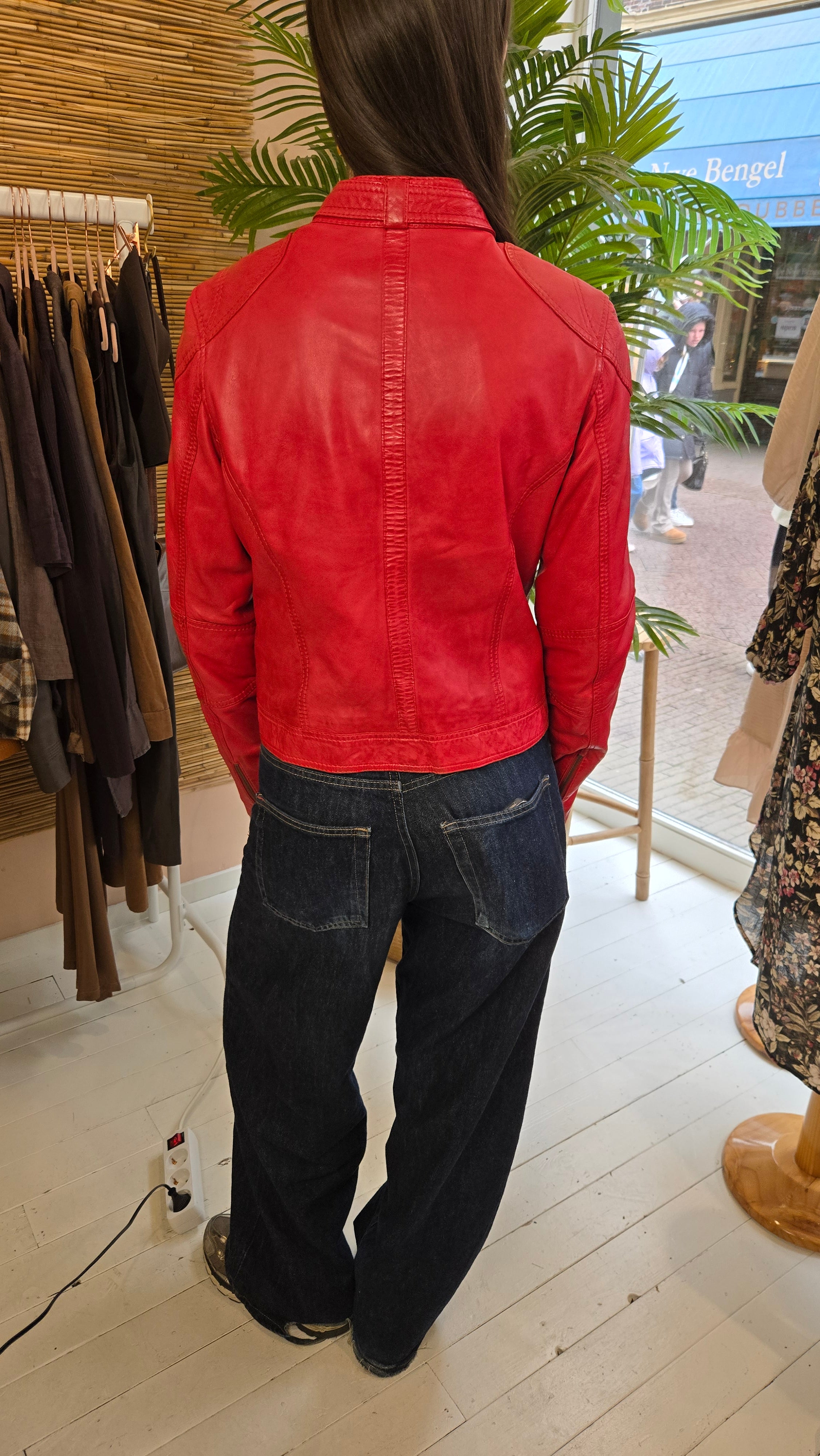 Oakwood Rode Leren Bikerjack – Maat L