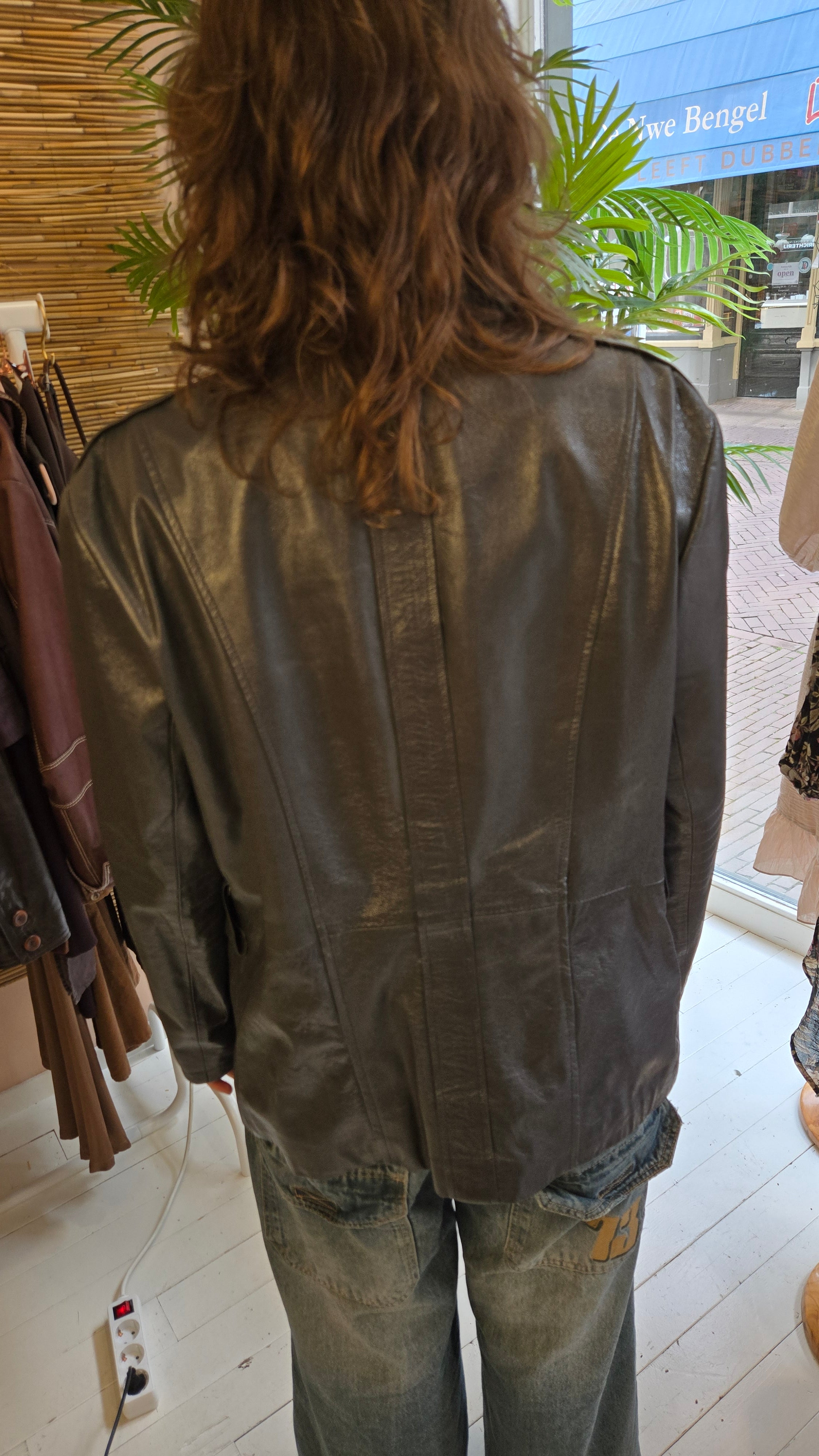 Taifun Collection Zwarte Leren Jas Met Luipaardvoering L