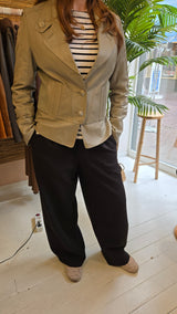 Beige Echt Leren Blazer Jas Vintage Style 38 / M