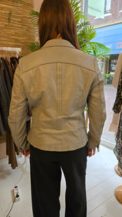 Beige Echt Leren Blazer Jas Vintage Style 38 / M