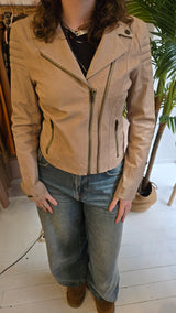 Superstar Beige Echt Leren Bikerjack Dames M