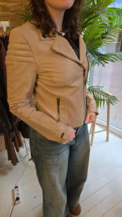 Superstar Beige Echt Leren Bikerjack Dames M
