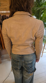 Superstar Beige Echt Leren Bikerjack Dames M