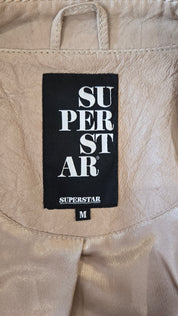 Superstar Beige Echt Leren Bikerjack Dames M