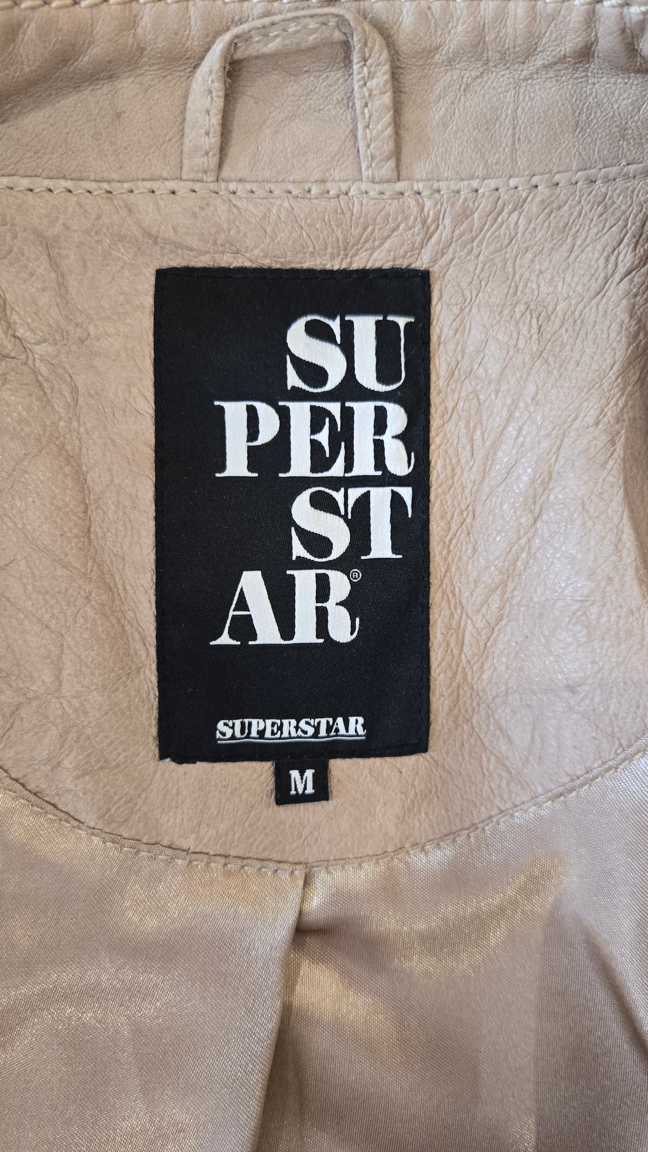 Superstar Beige Echt Leren Bikerjack Dames M