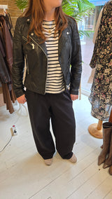 Barneys Originals Zwart Echt Leren Bikerjack Dames 10 / M