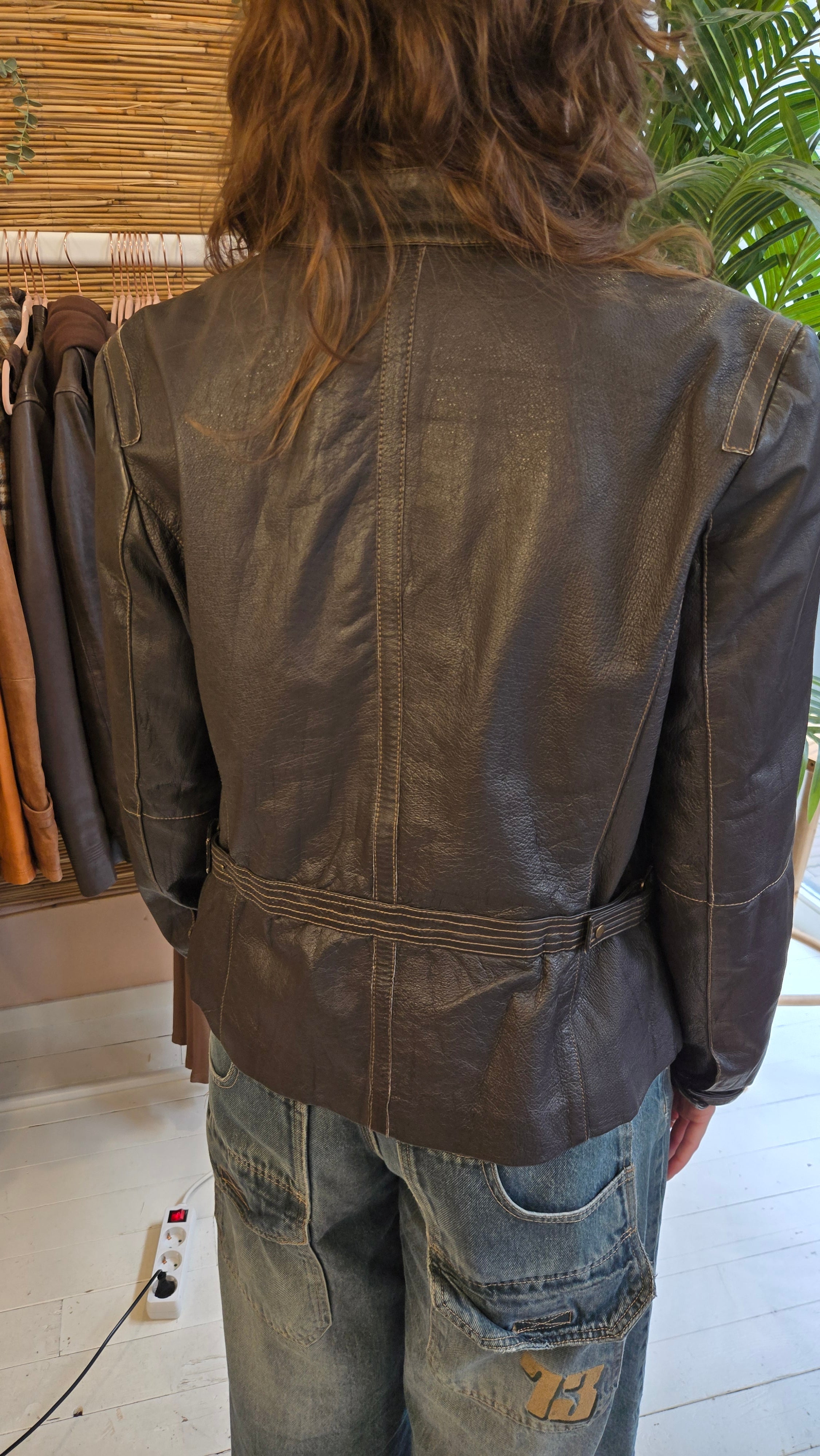 Vintage Zwart Echt Leren Jas Dames 40 / L