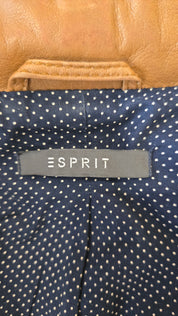 Esprit Cognac Bruine Echt Leren Bikerjas Dames 40 / L