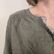 Adagio Olijfgroene Linnen Blouse Dames EU 44 / XXL