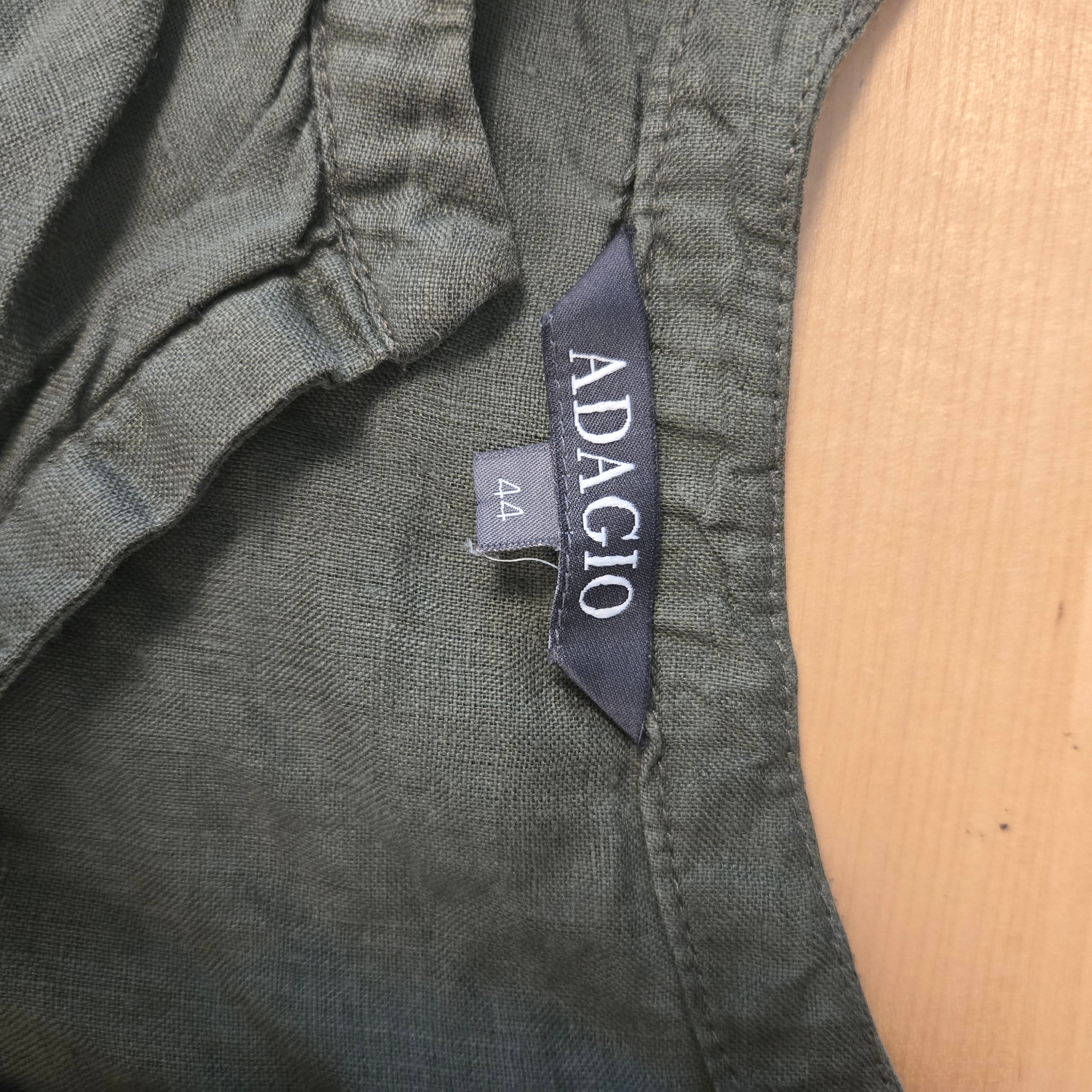Adagio Olijfgroene Linnen Blouse Dames EU 44 / XXL