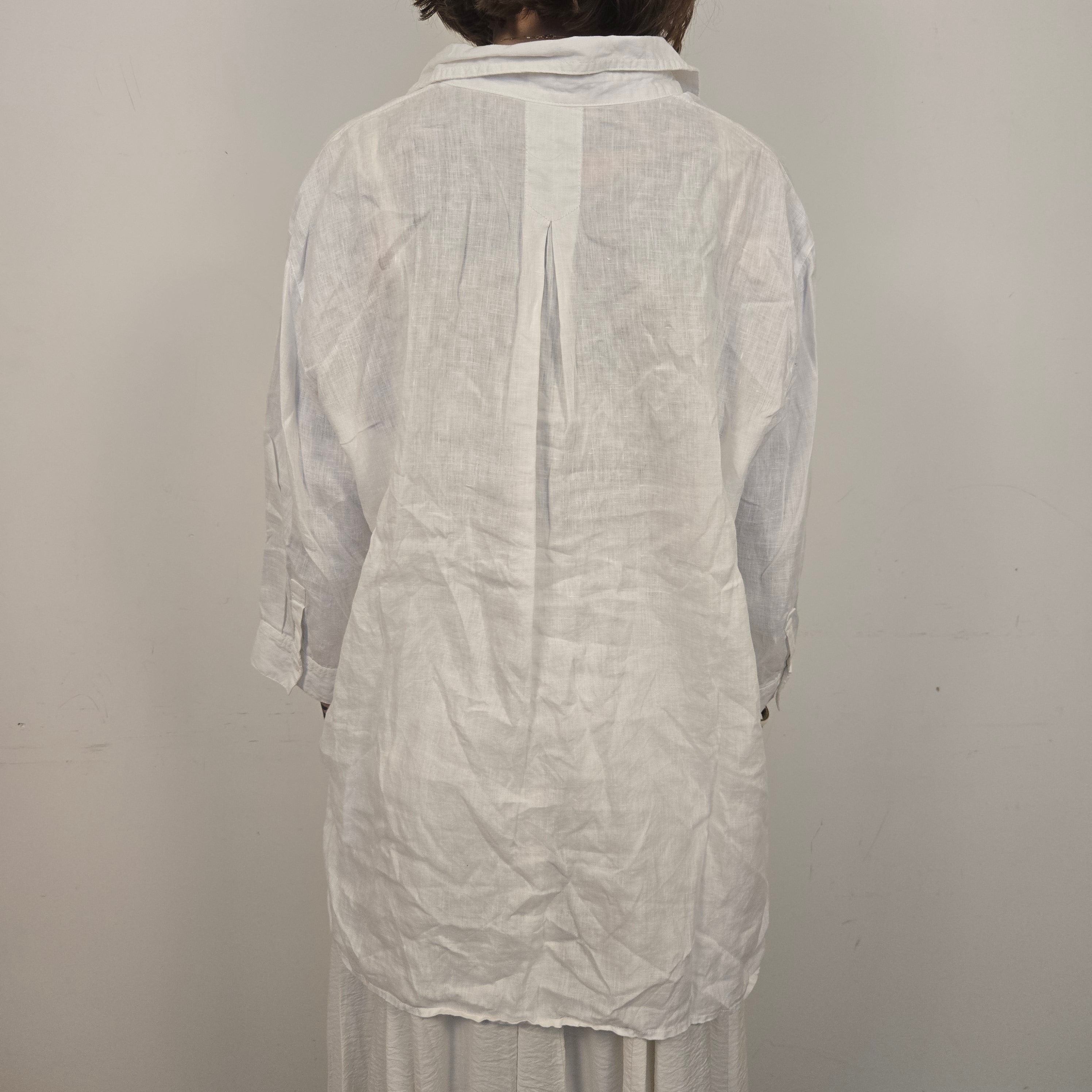 OPUS Witte Linnen Blouse Dames EU 44 / XXL