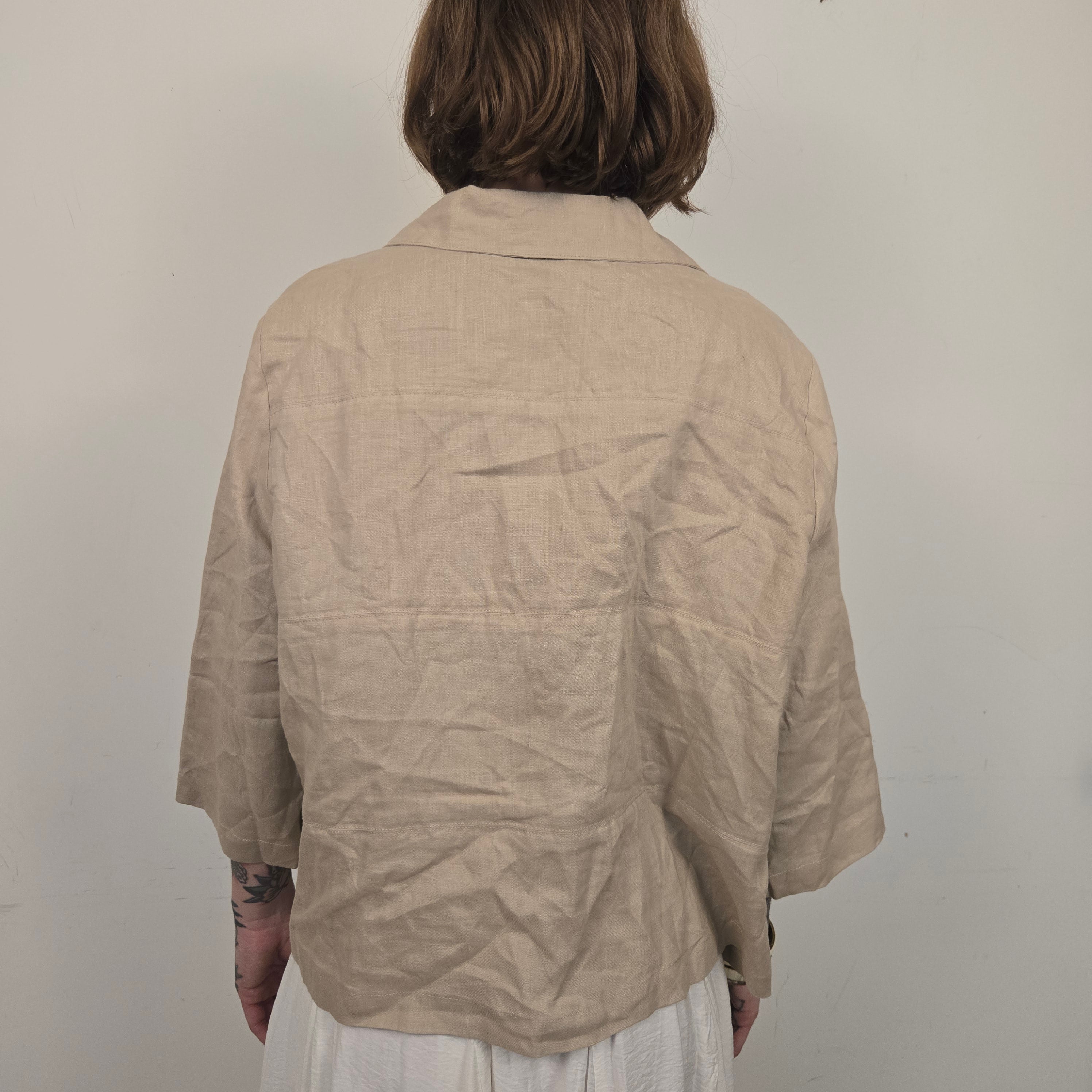 Canda Beige Linnen Blouse Dames EU 52 / 6XL
