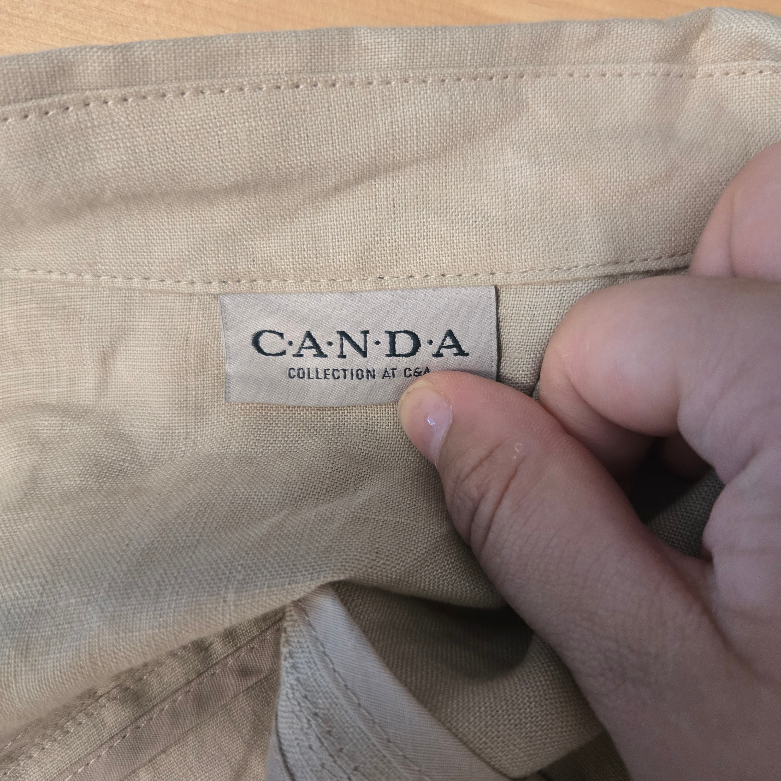 Canda Beige Linnen Blouse Dames EU 52 / 6XL