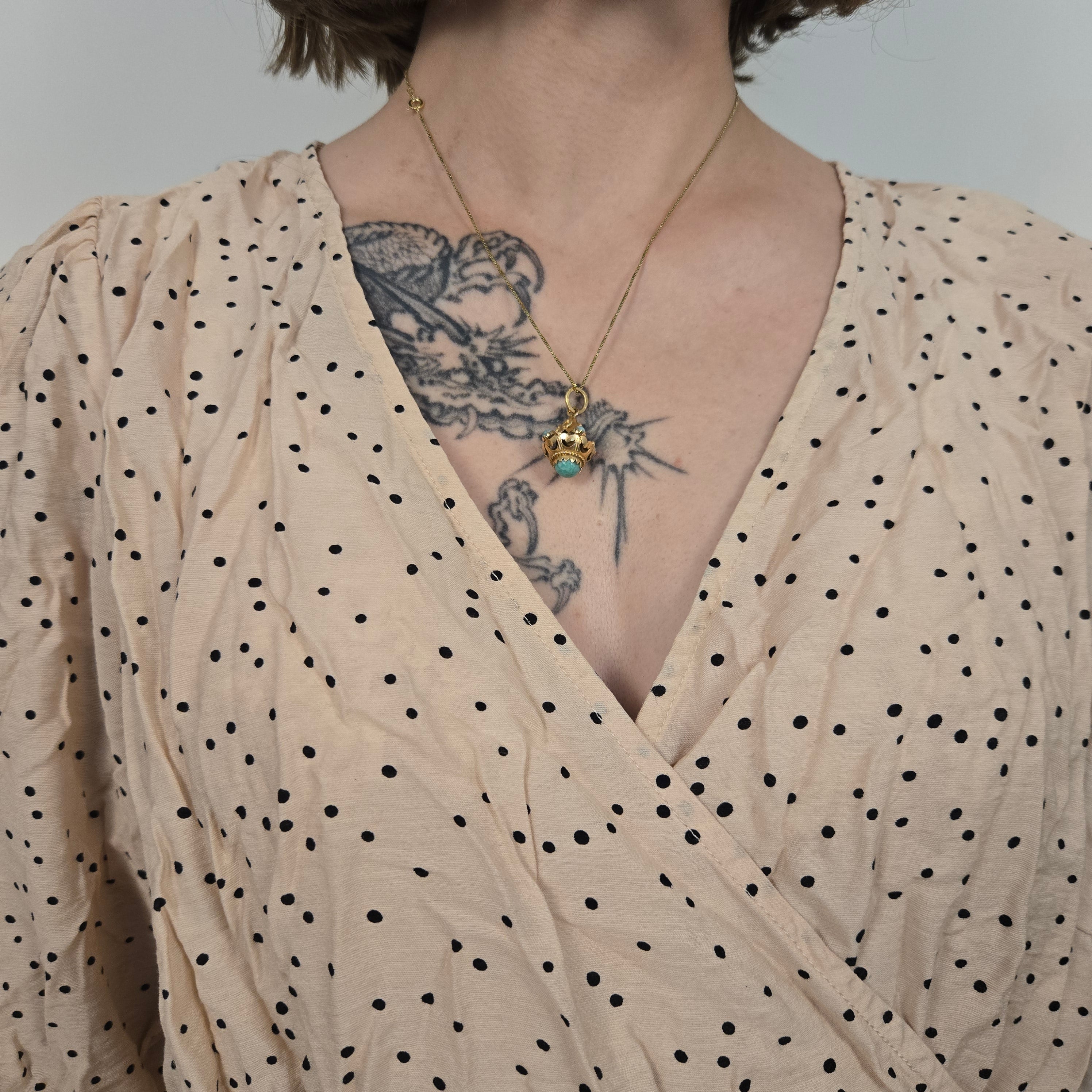 Kaffe Beige Gestippelde Wikkeltop Dames 46 / 3XL
