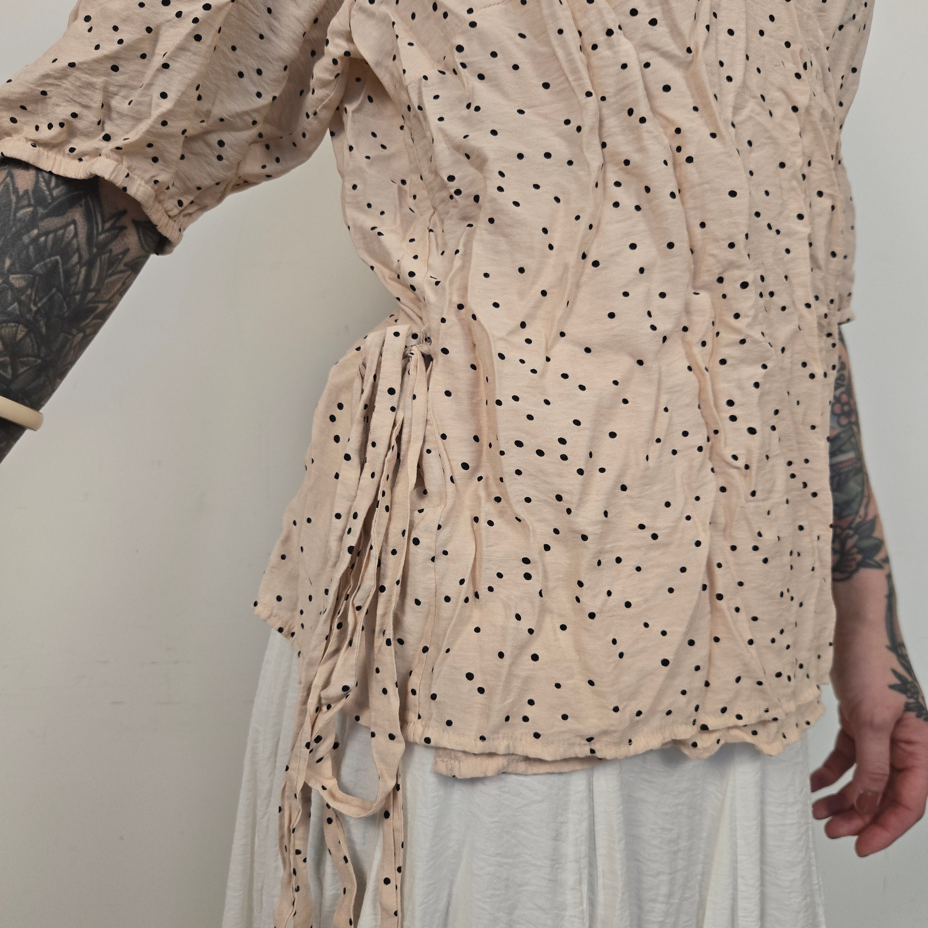 Kaffe Beige Gestippelde Wikkeltop Dames 46 / 3XL