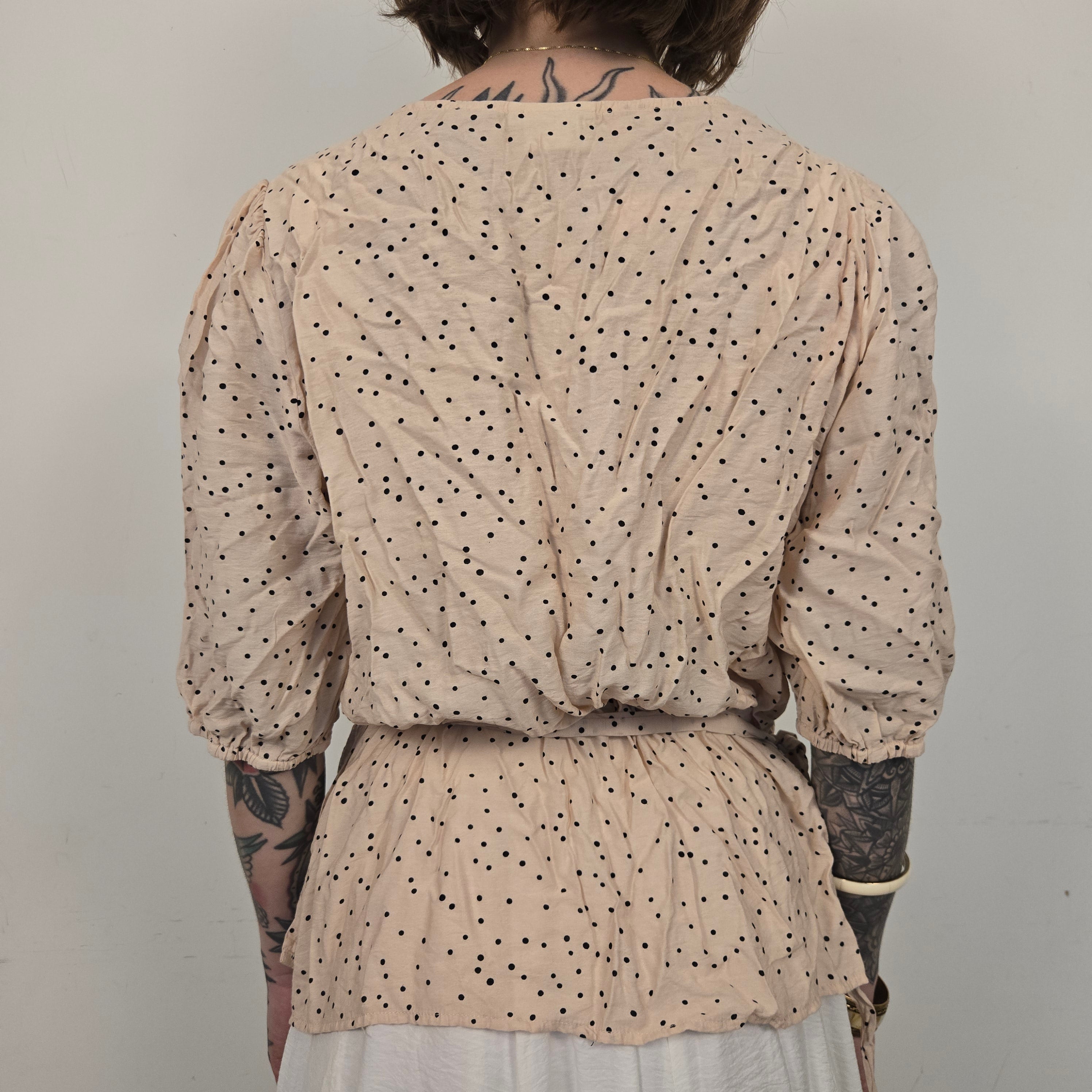 Kaffe Beige Gestippelde Wikkeltop Dames 46 / 3XL