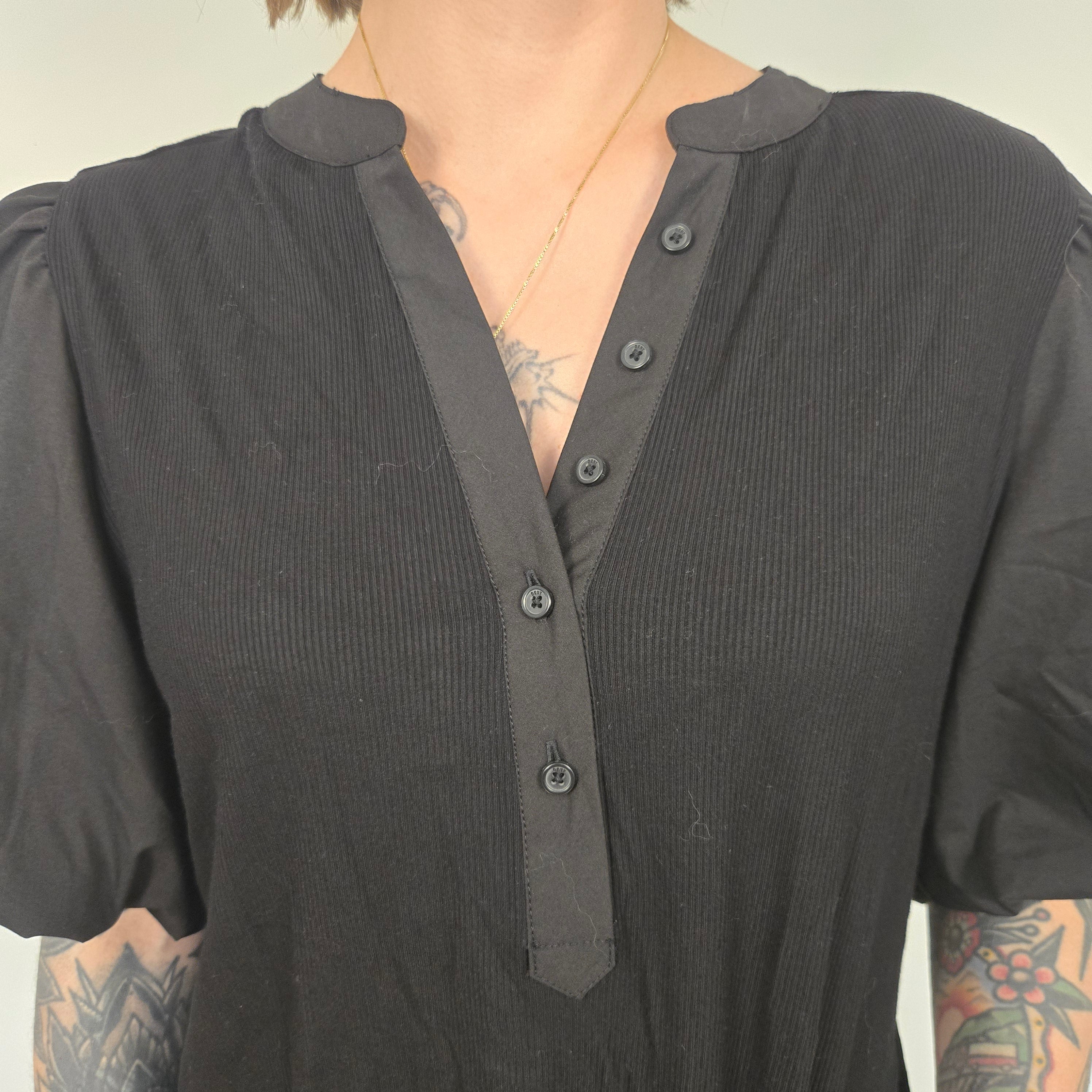 DKNY Zwarte Top Met Korte Mouwen Dames XL