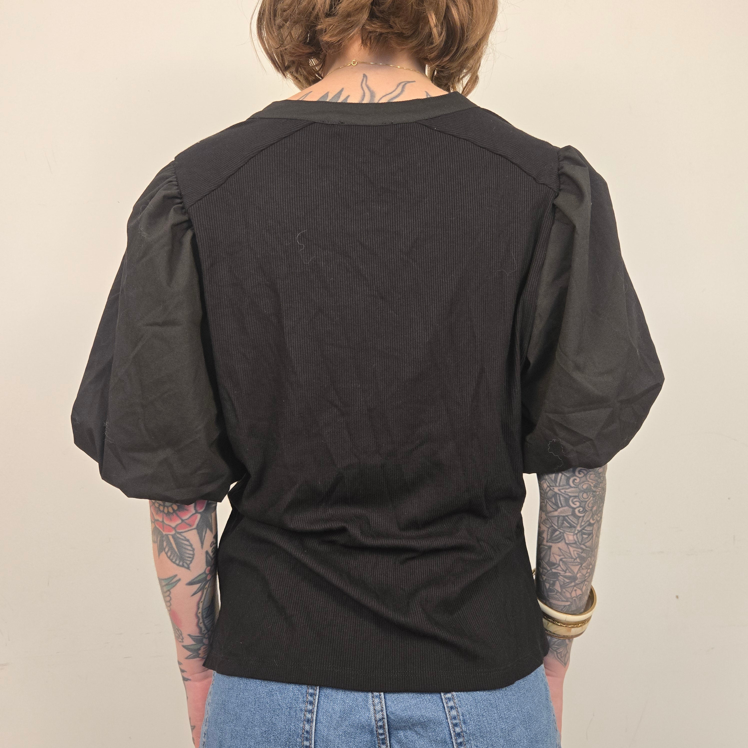 DKNY Zwarte Top Met Korte Mouwen Dames XL
