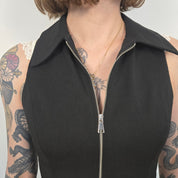 Zara Zwarte Mouwloze Top Met Rits Dames XS