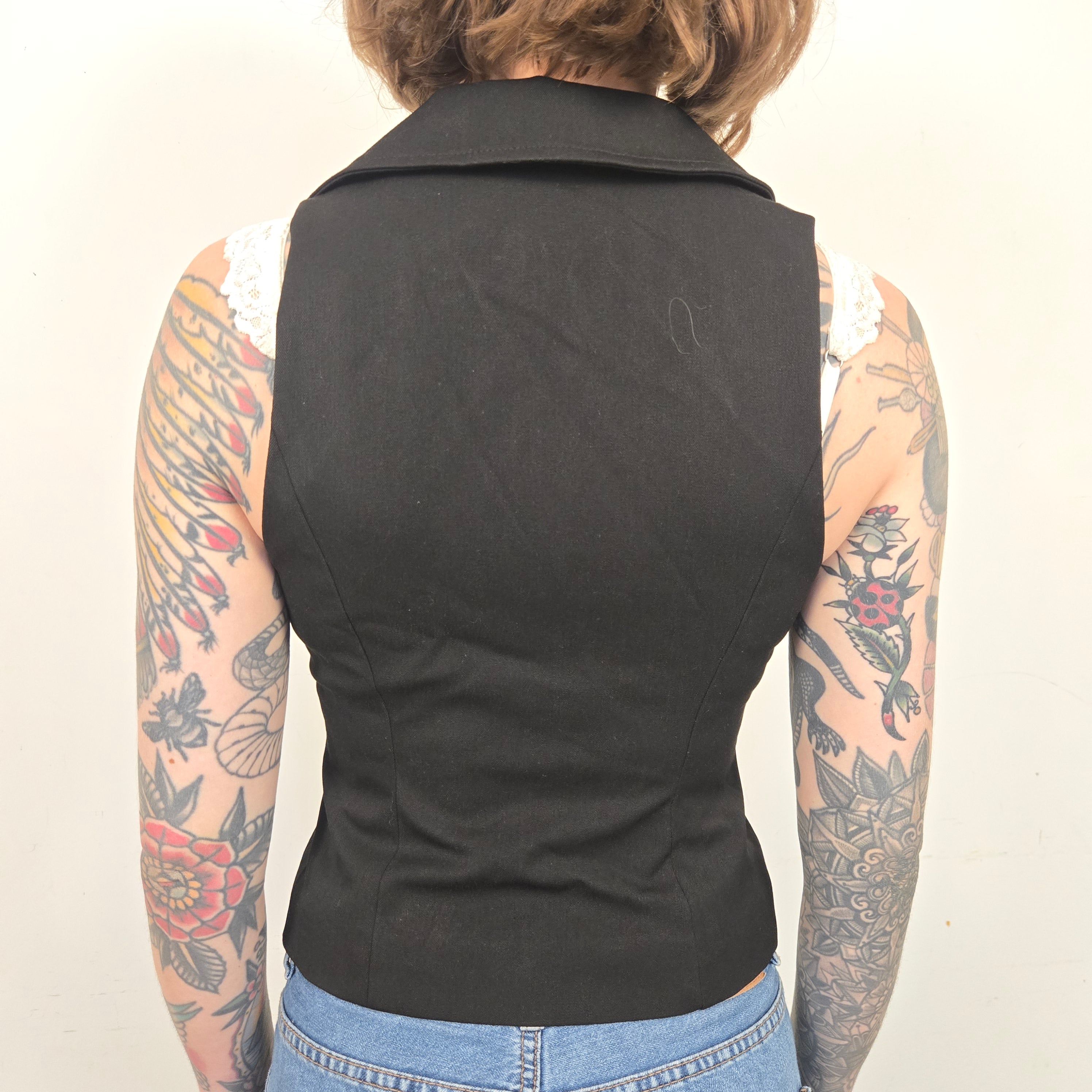 Zara Zwarte Mouwloze Top Met Rits Dames XS