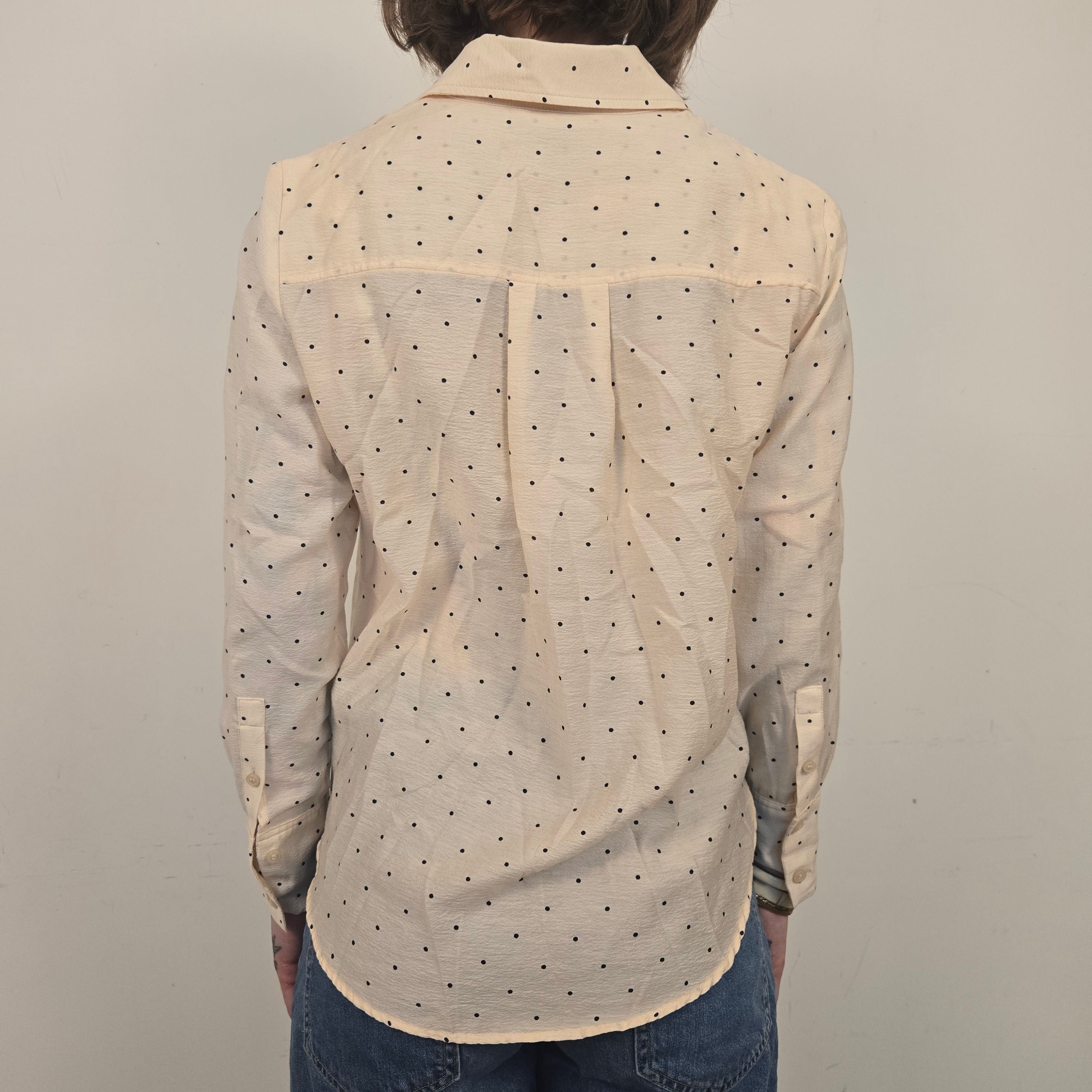 H&M Lichtgele Gestippelde Blouse Dames XS or S